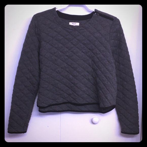 Madewell Tops - EUC Madewell Quilted Gray Cropped Sweatshirt L